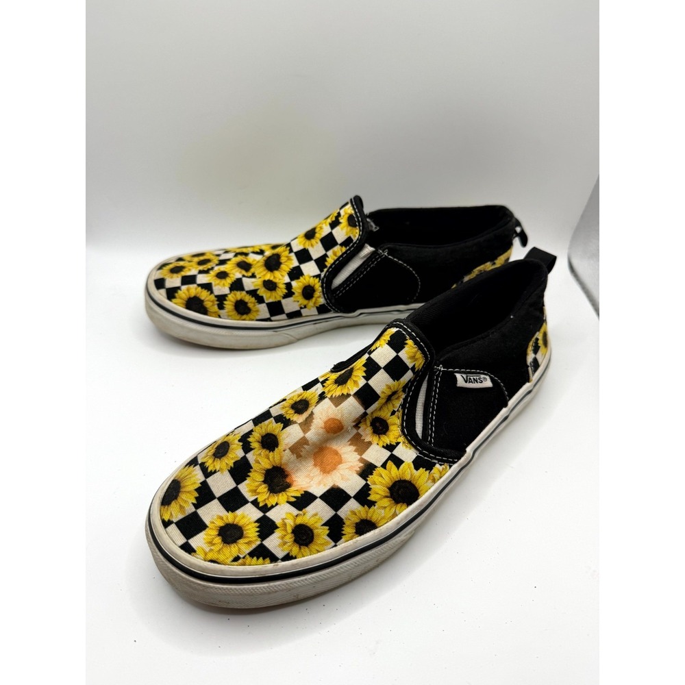 Vans Asher Missy Youth 6 Multicolor Check Sunflower Lace Up Skateboarding Shoes